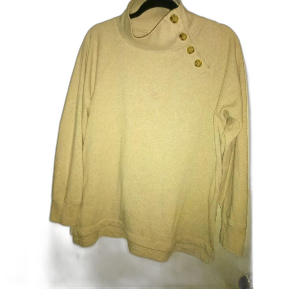 Womens J.Crew Cow Neck Cream Cotton Sweater size M.....B5